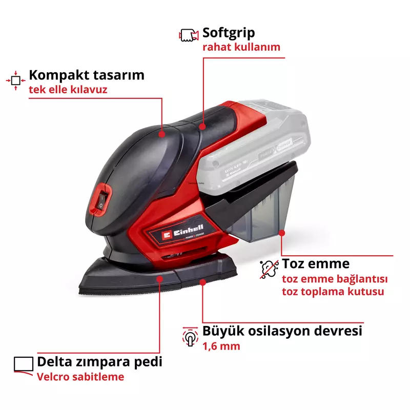 Einhell Akülü Çok Amaçlı Zımpara TE-OS 18/150 Li Solo