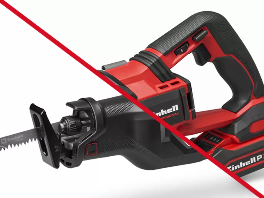 Die Einhell Akku-Universalsäge TP-APD 18/321 Li BL +6 S-F mit Anti-Vibrations-Funktion, Akku nicht enthalten.